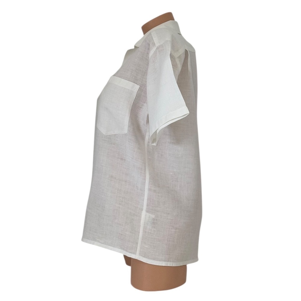 Jaeger White 100%‎ Linen Short Sleeve Button Down Shirt VTG Size 32 inch / 81 cm - Picture 5 of 10